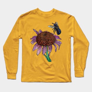 Purple Coneflower and Mason Bee Long Sleeve T-Shirt